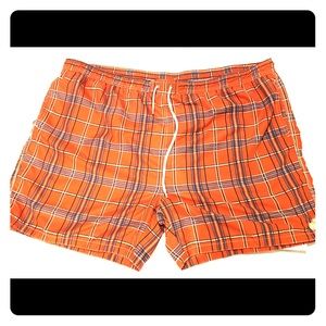 Caribbean Joe Orange Plaid Swim Trunks Size XXL